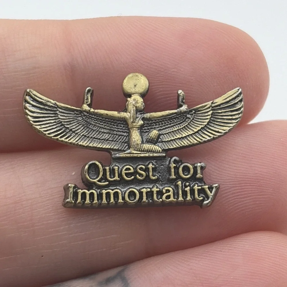 Vintage Quest For Immortality Egyptian Gold Tone Lapel Hat Pin